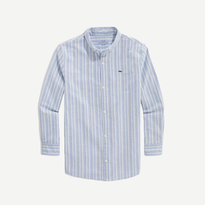 Camisa M/L - Boys Multistripe Oxford Shirt - Hull Blue