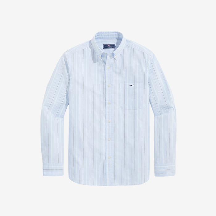 Camisa M/L Oxford Stripe Shirt Celeste y Rayas