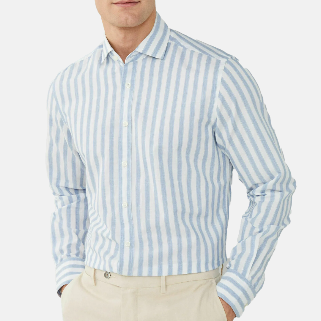 Camisa M/L Hackett Mel Bold Stripe Shirt Blue & White
