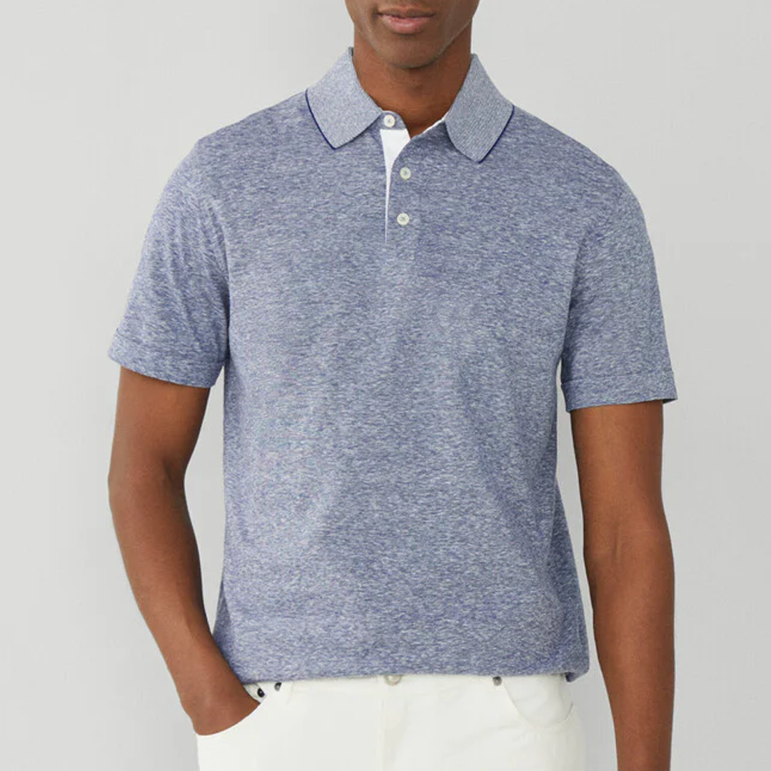 Camisa M/C Hackett Cotton Linen Filafil Polo Blue Print