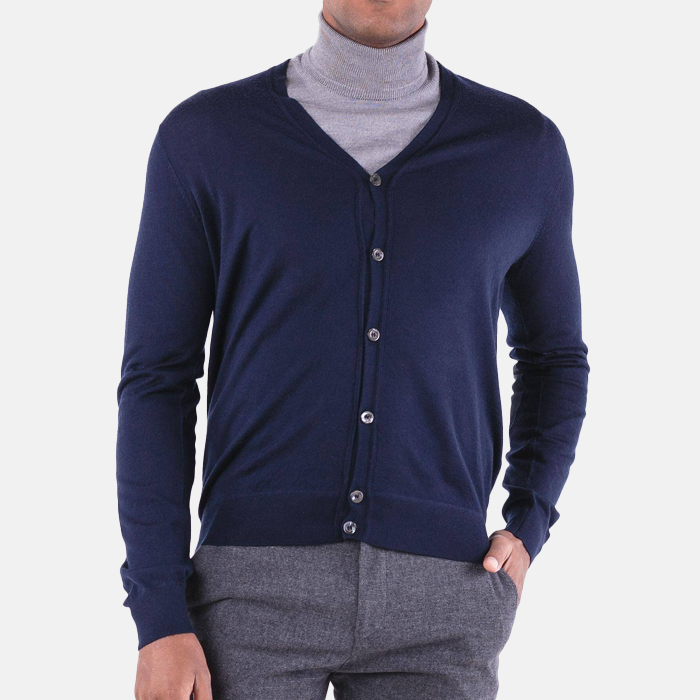 Sueter Hackett - Cárdigan de lana FF GG MERINO CARDI NAVY