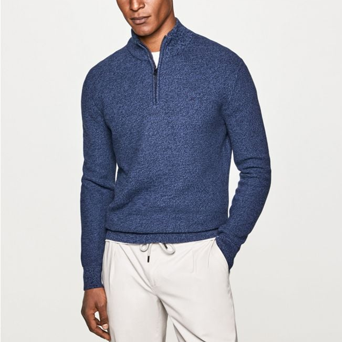 Sueter Hackett - Cotton Mouline Half Zip Sweater
