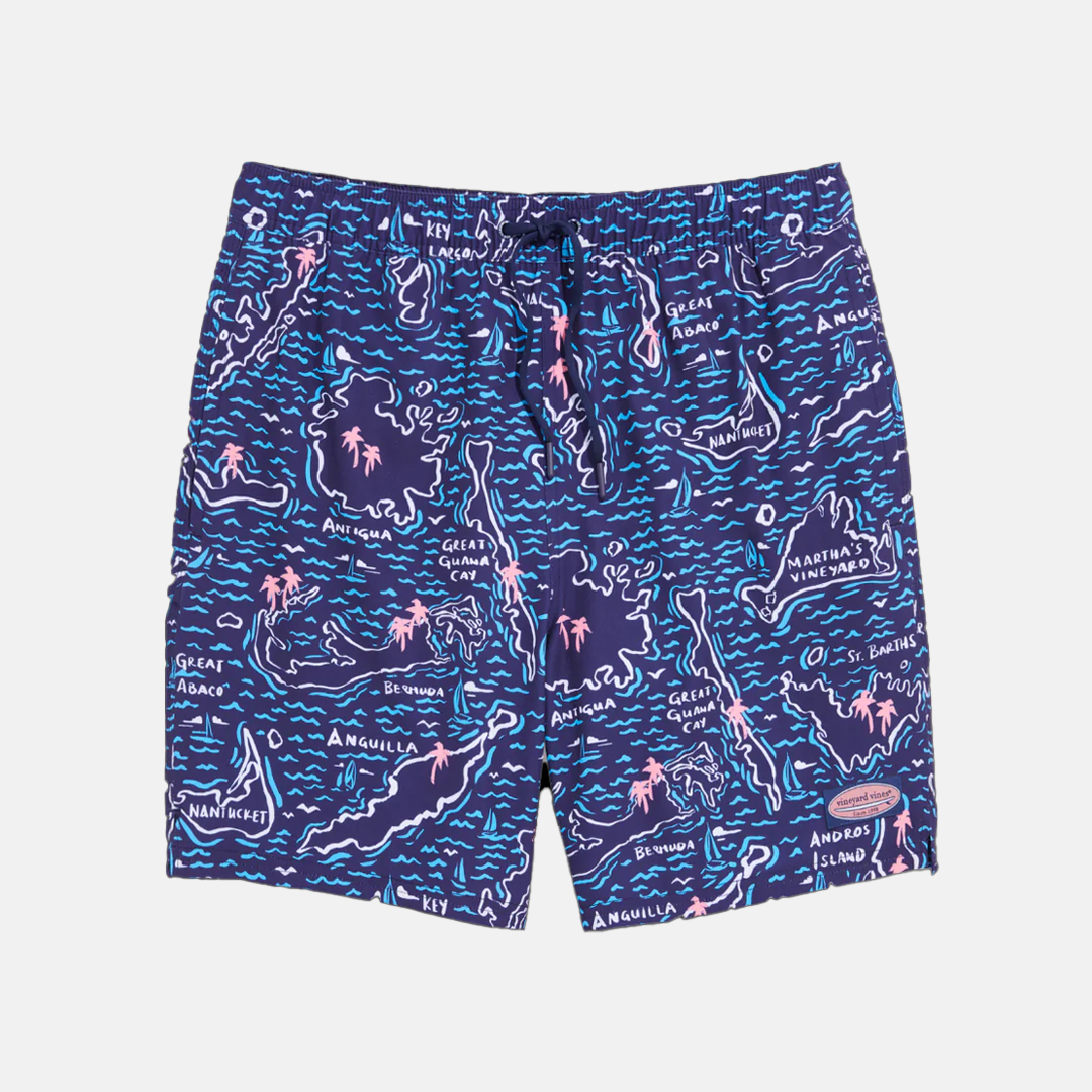 Calzoneta 7 Inch Printed Chappy Trunks Isld Maps Naut Navy