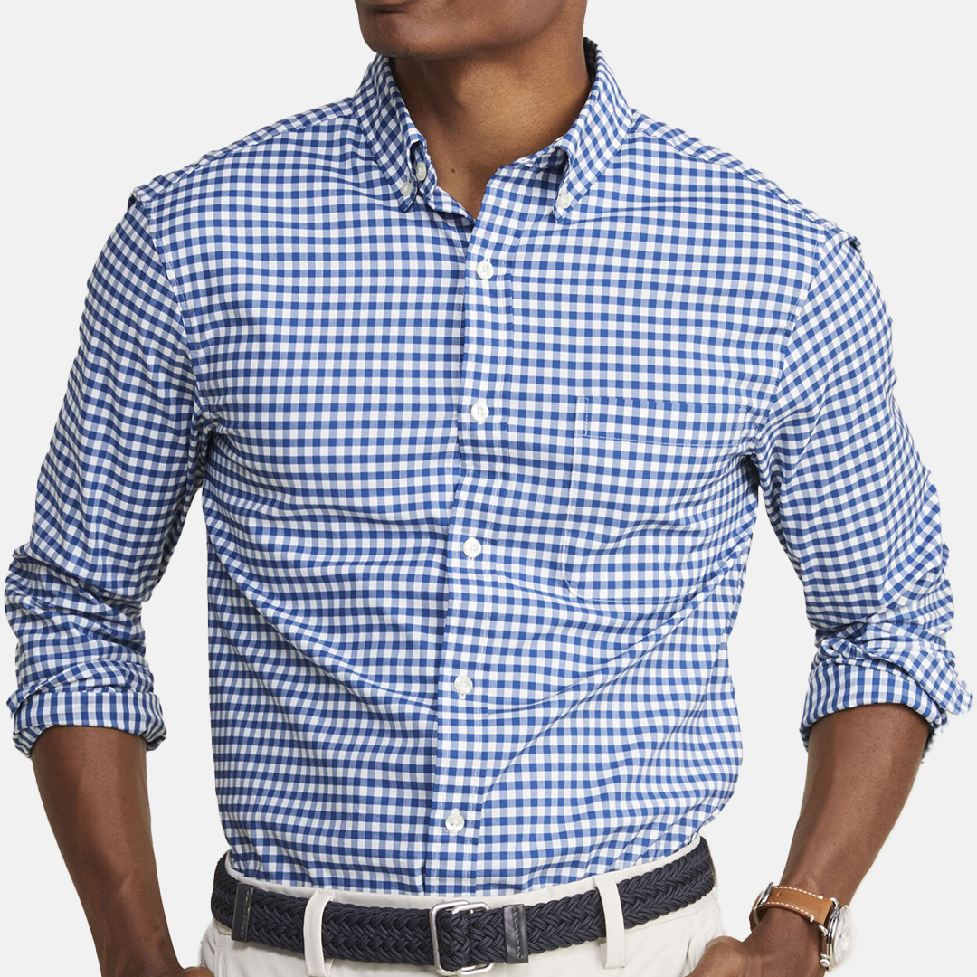 Camisa M/L On-The-Go brrrº Gingham Shirt Blue Bay