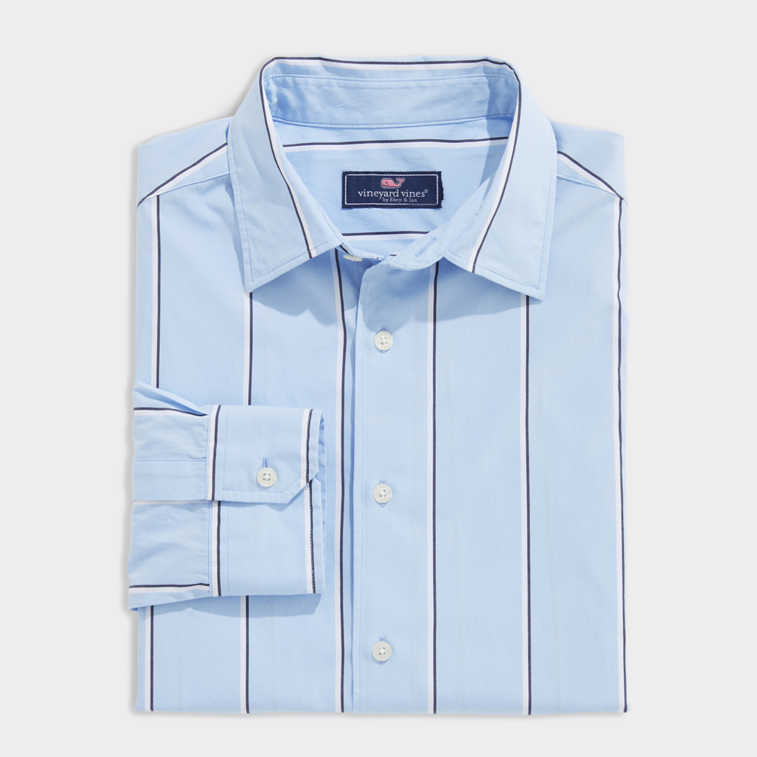 Camisa M/L Vineyard Vines Stripe Poplin Bendback Tisbury JAKE BLUE