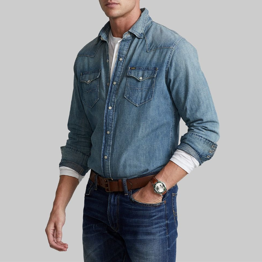 Camisa M/L - Polo Rl Icon Shrt-Long Sleeve-Sport Shirt - Western Denim