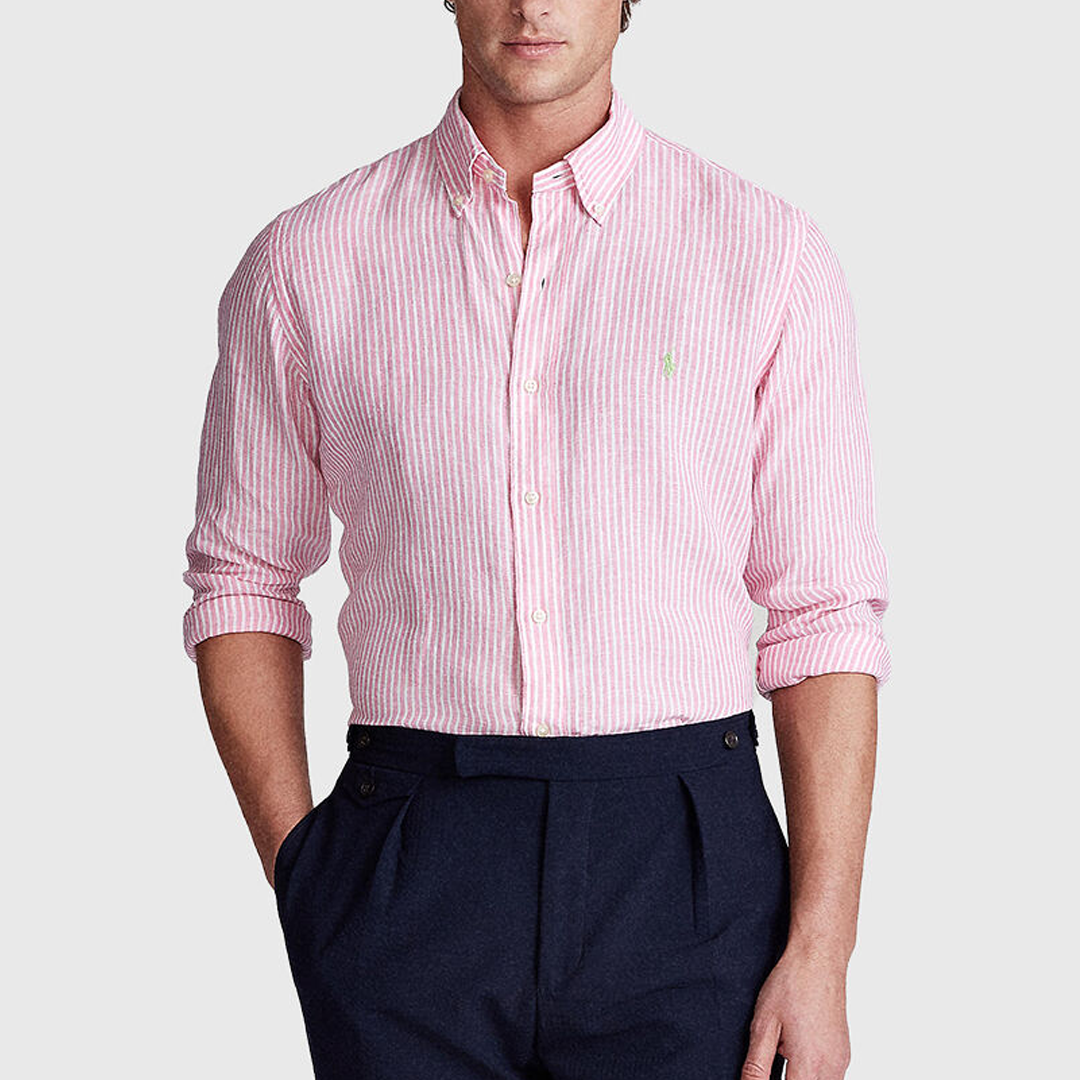 Camisa M/L Polo - BD PPC SPT LS Sport Shirt - 3334D PINK/WHITE