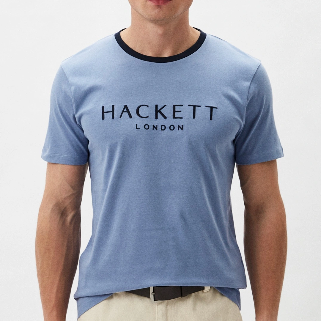 Camiseta Hackett With Logo Classic Light Blue