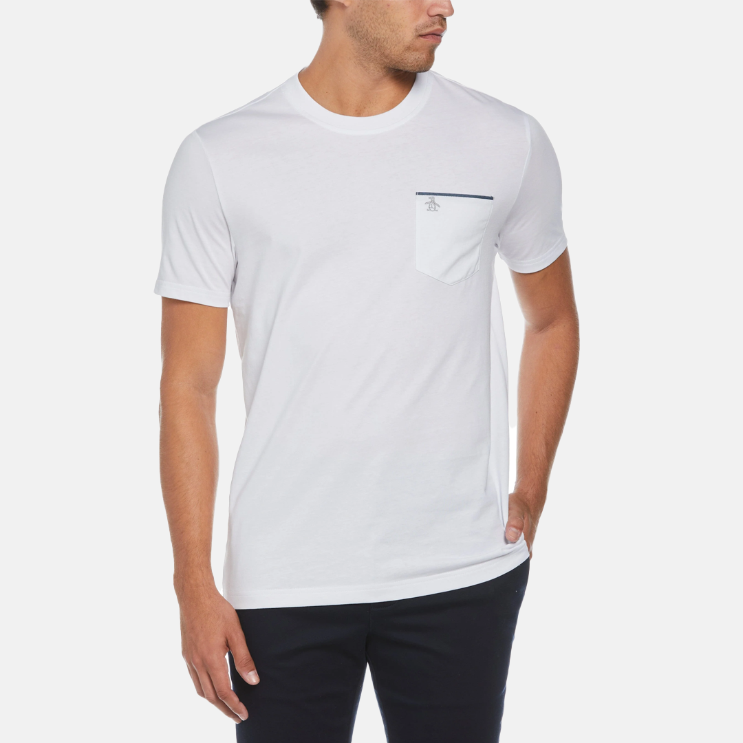 Camiseta Penguin Lisa Con Bolsillos Manga Corta Blanca