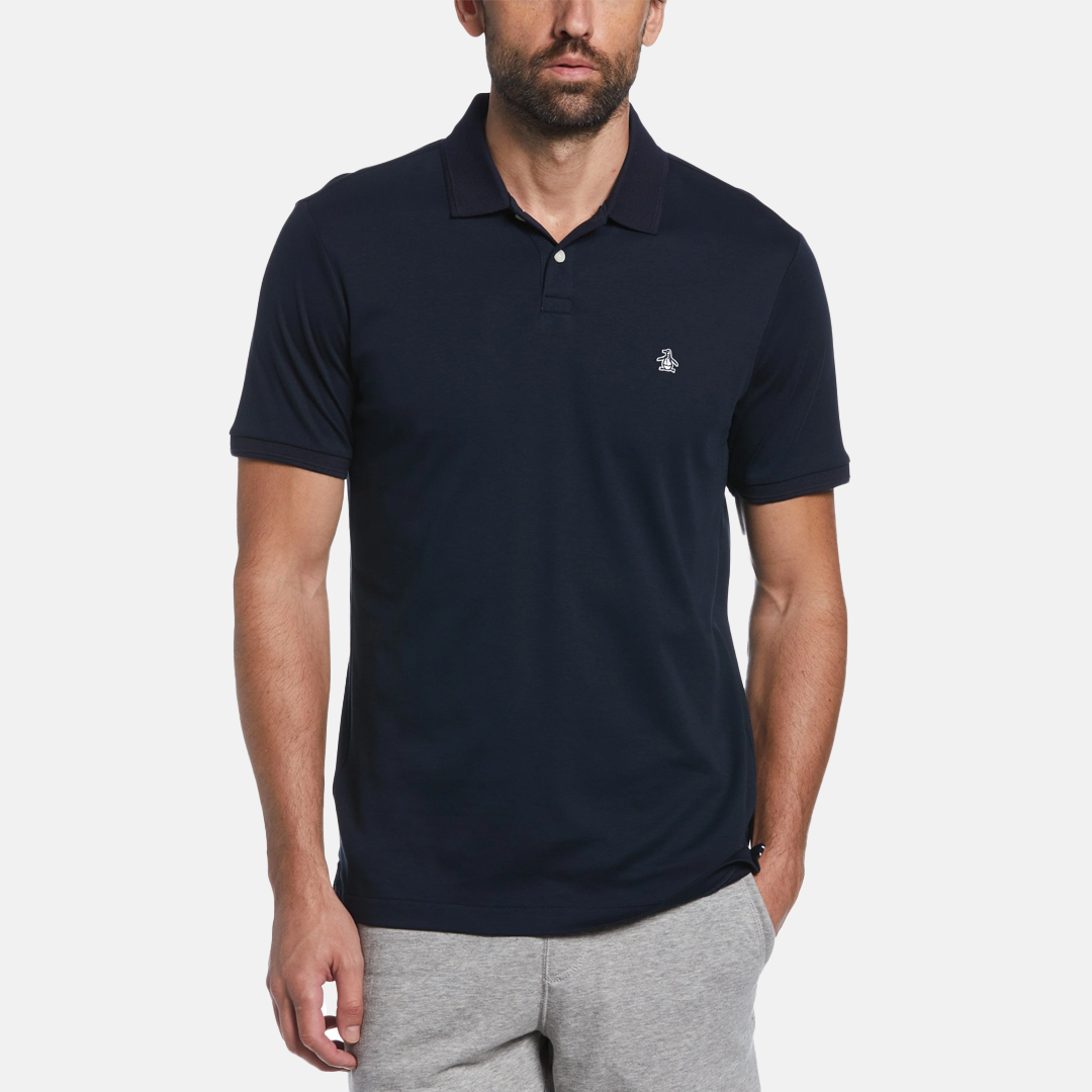 Polo Penguin Basica Lisa Interlock Manga Corta Azul
