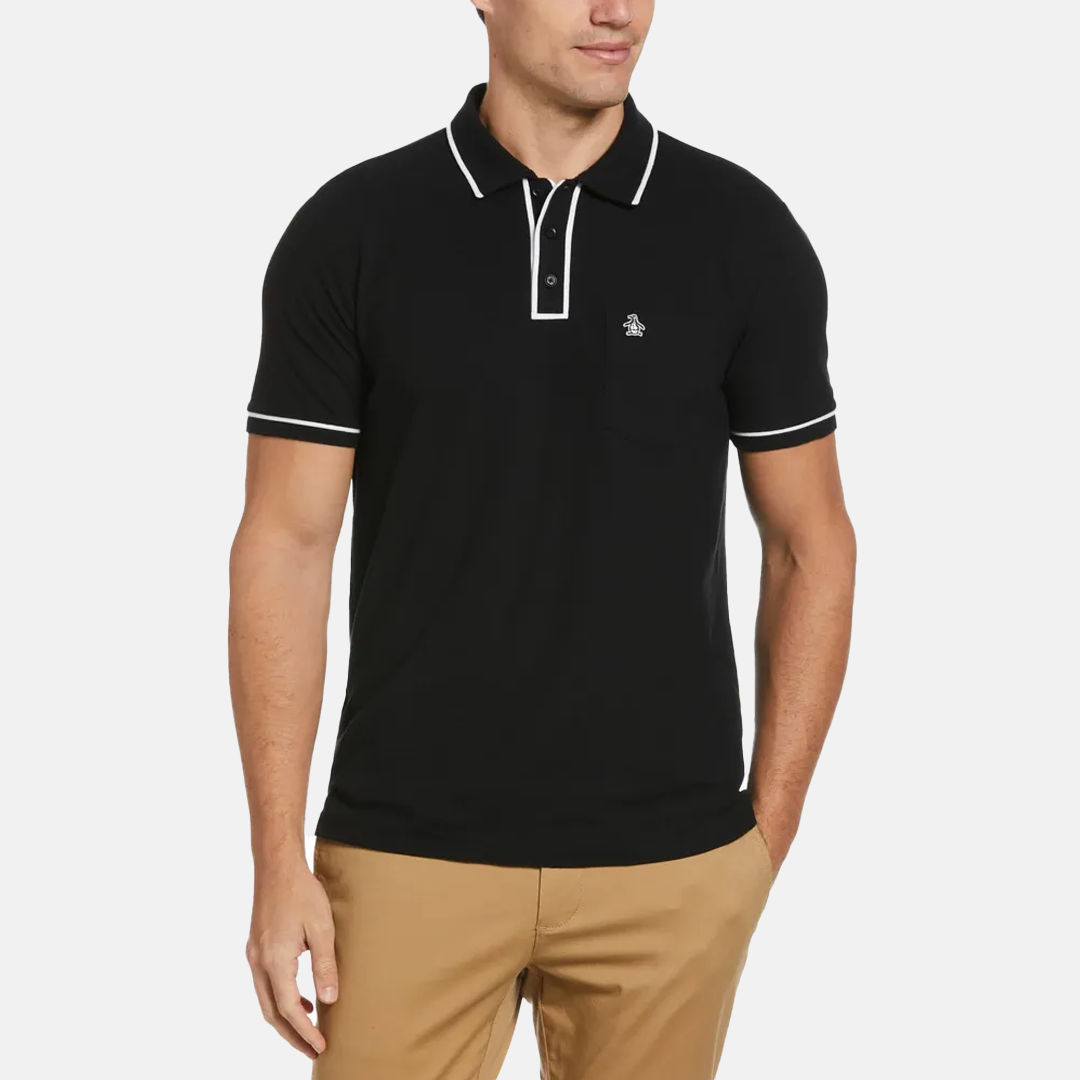Polo Earl™ Penguin Basica Lisa Pique Manga Corta Negra