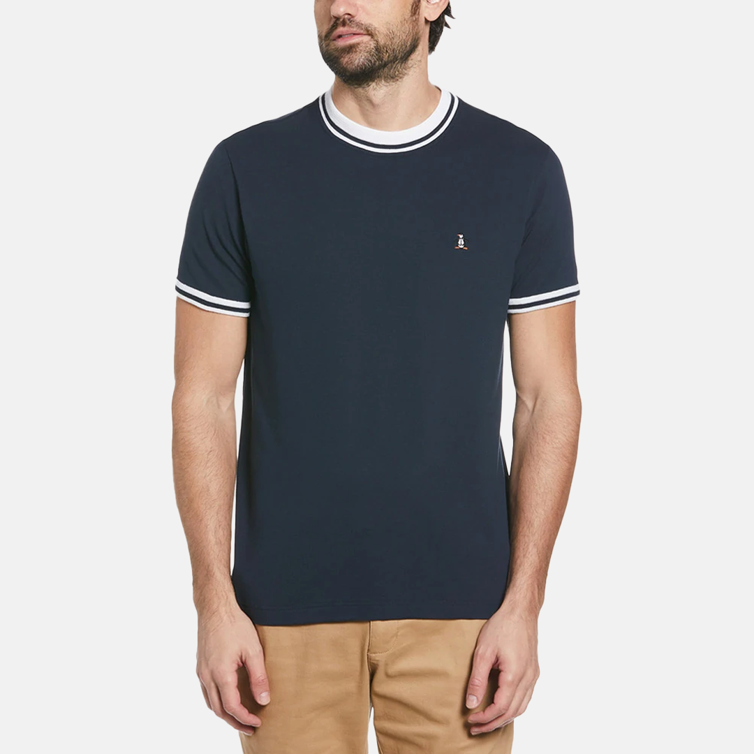Camiseta de algodón Penguin rib tip Navy