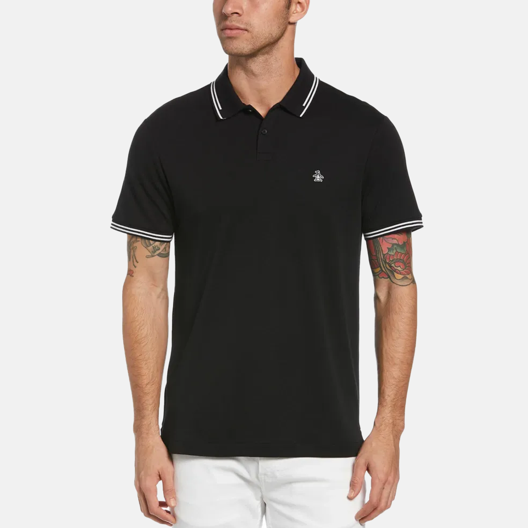 Polo InterLock Penguin Manga Corta Negra Botón