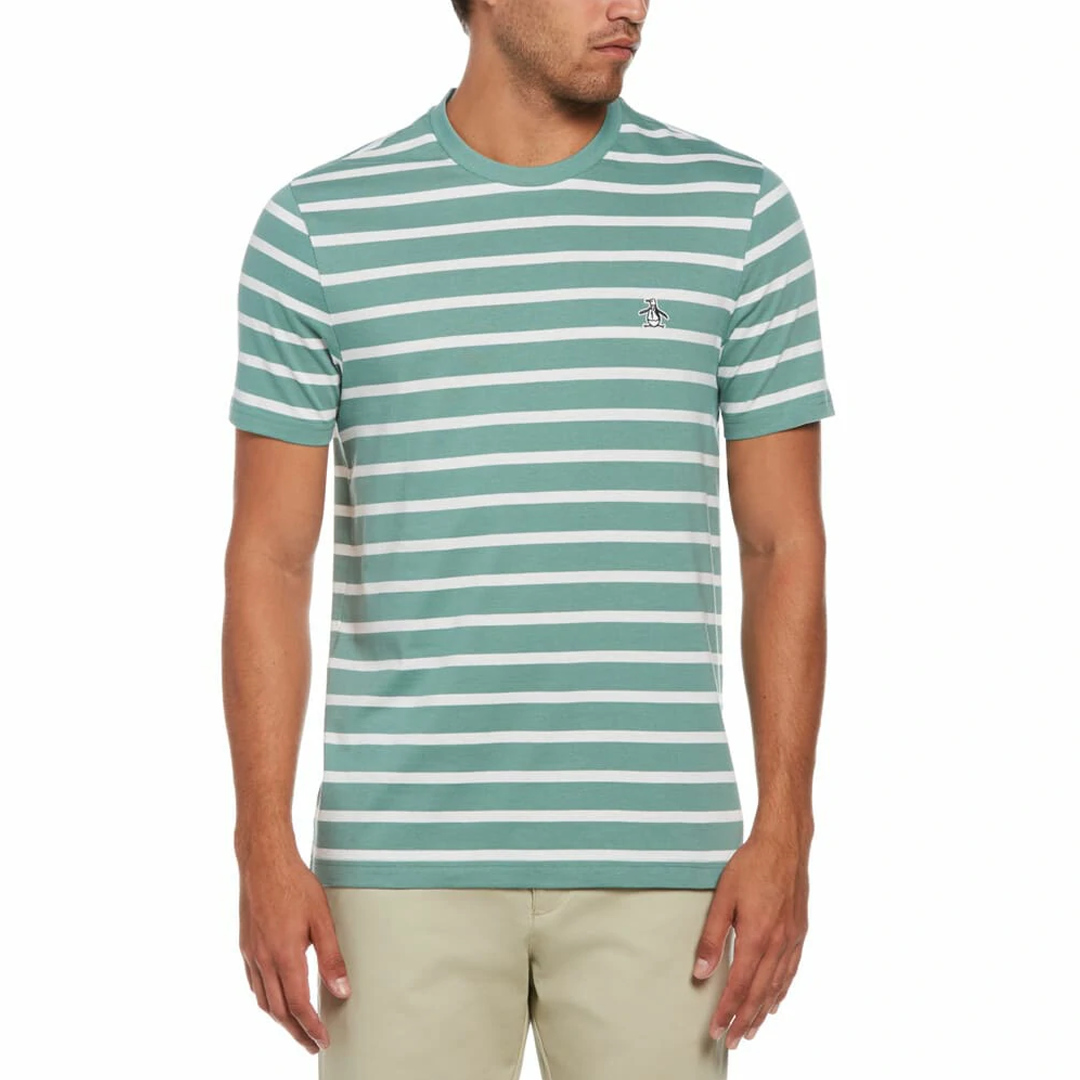 Camiseta Penguin Moda Rayas Algodin Manga Corta Verde