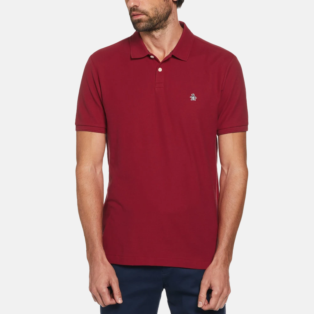 Polo Penguin Basica Lisa Interlock Manga Corta Roja