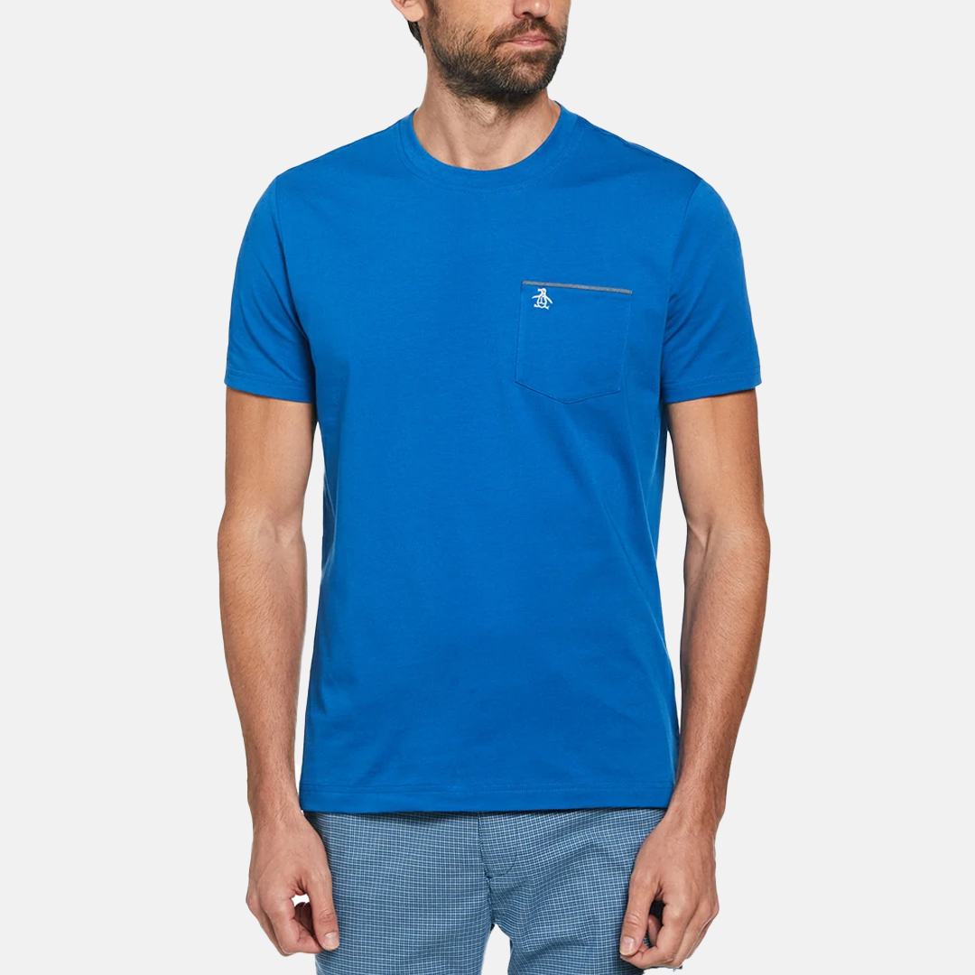 Camiseta Penguin Lisa Con Bolsillos Manga Corta Azul