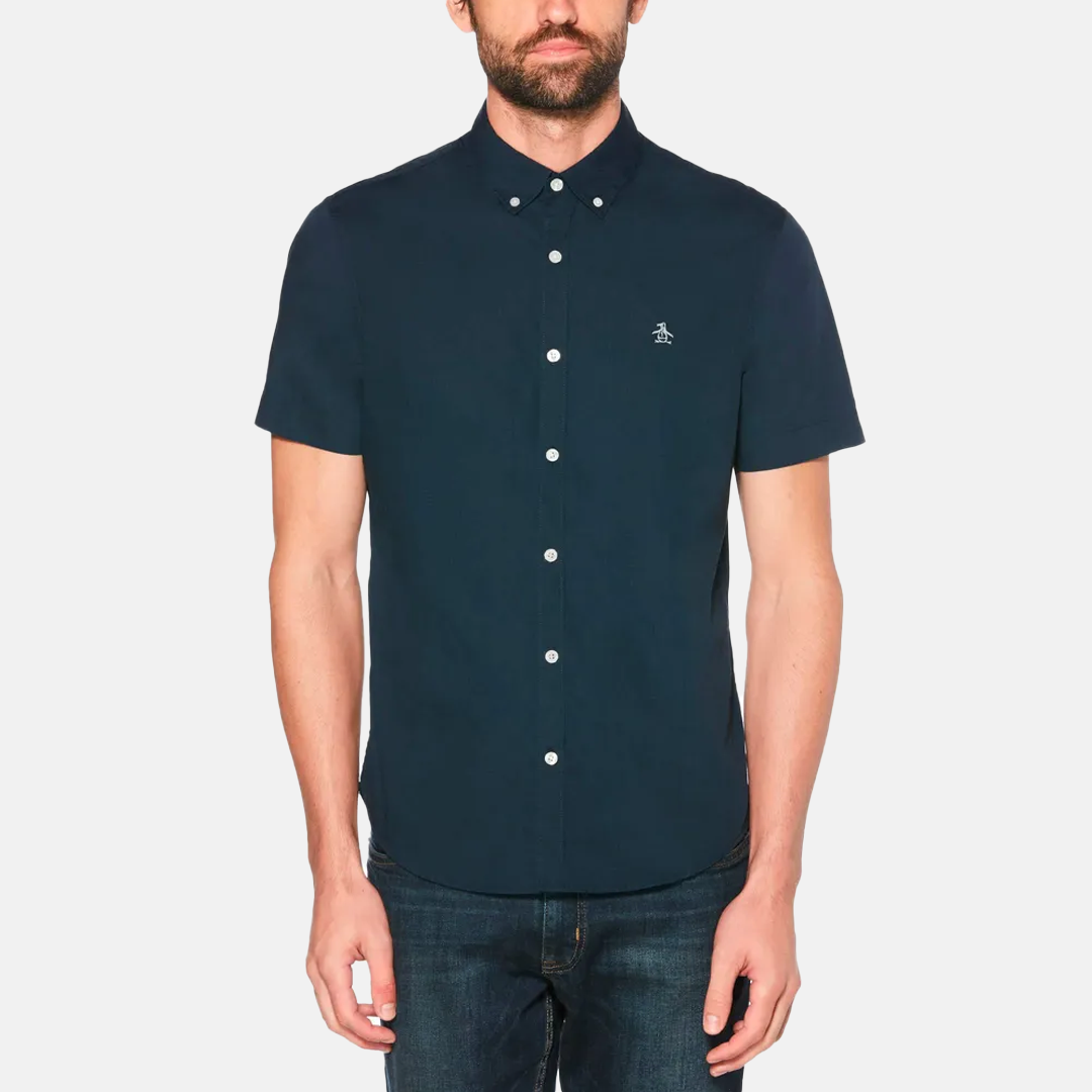 Camisa Penguin Basica Lisa Oxford Ecovero™ Manga Corta Dark Sapphire