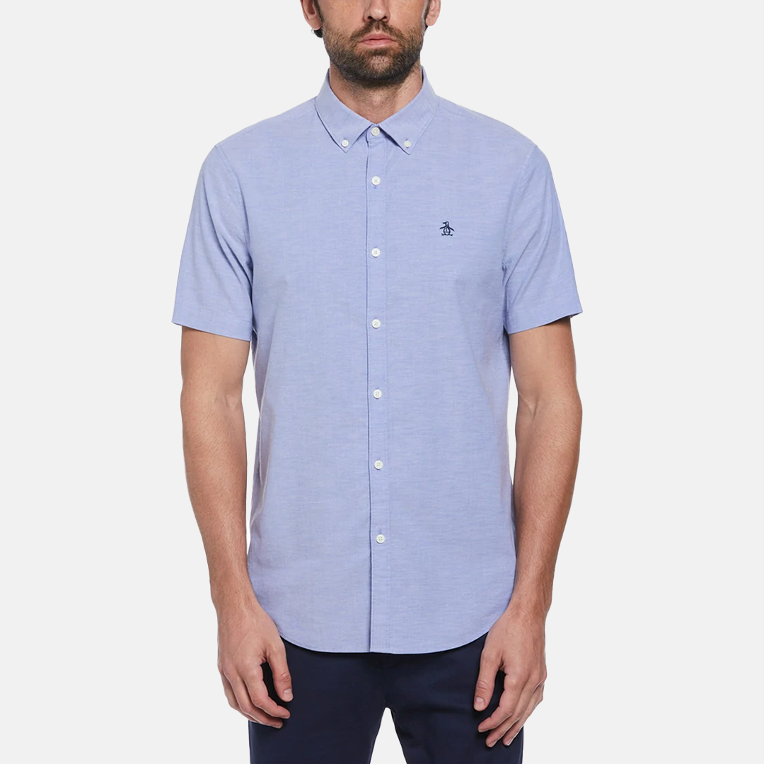 Camisa Penguin Basica Lisa Oxford Ecovero™ Manga Corta Celeste