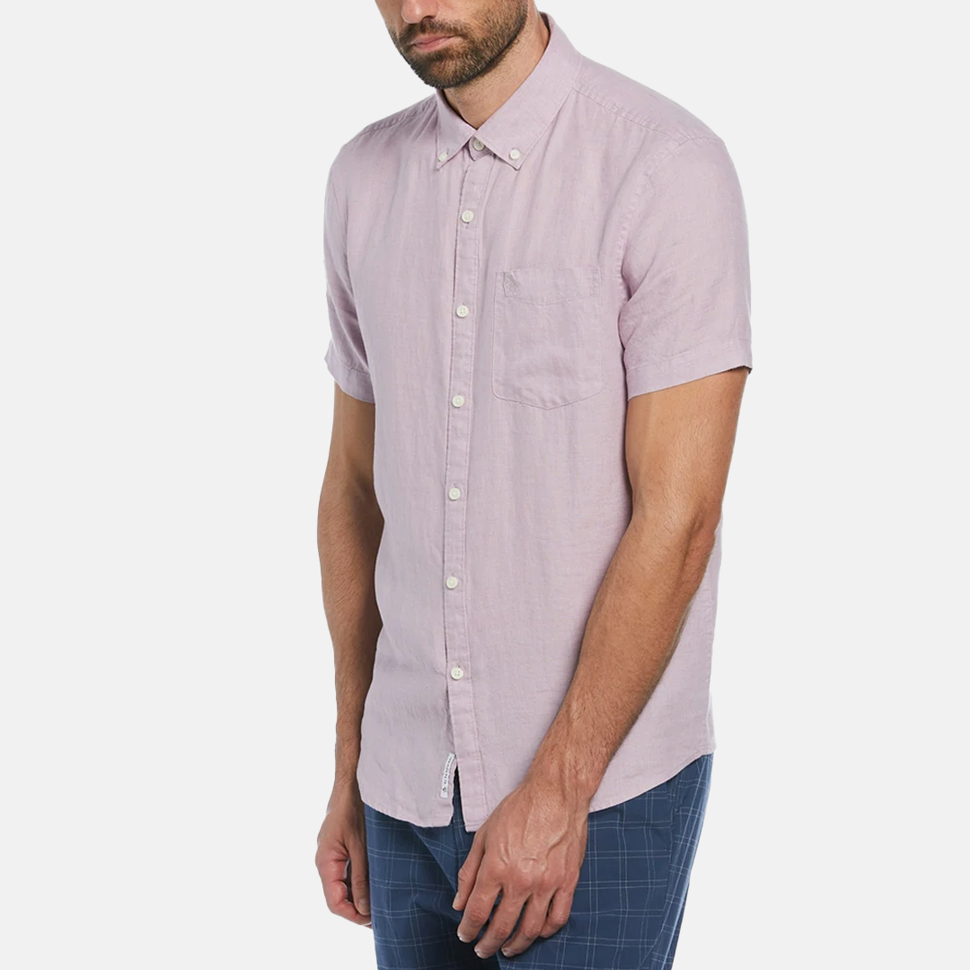 Camisa Penguin Moda Lisa Lino Manga Corta Ecovero™ Lavender Frost