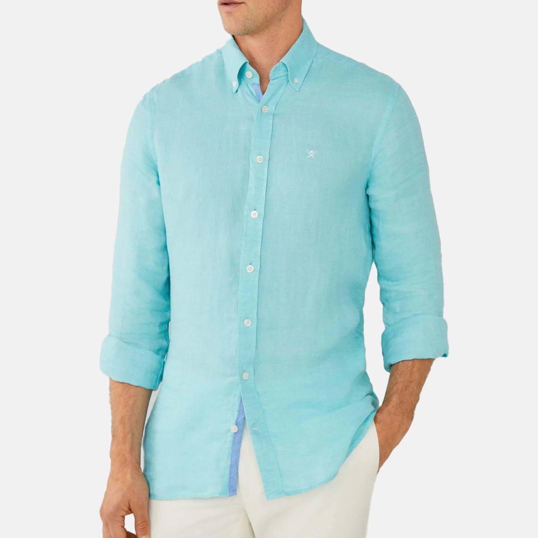 Camisa Hackett London Camisa Lino - Aqua