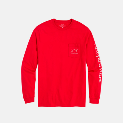 Camisa M/C Vineyard Boys' Long-Sleeve Vintage Whale Pocket Tee RED