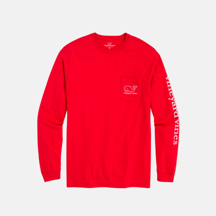 Camisa M/C Vineyard Boys' Long-Sleeve Vintage Whale Pocket Tee RED