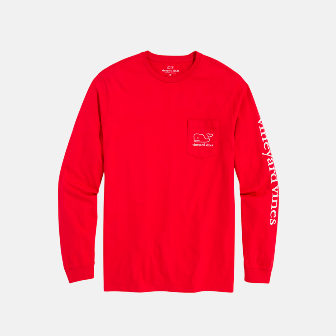 Camisa M/C Vineyard Boys' Long-Sleeve Vintage Whale Pocket Tee RED