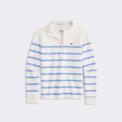 Sueter Vineyard Boys' Breton Stripe Saltwater Quarter-Zip