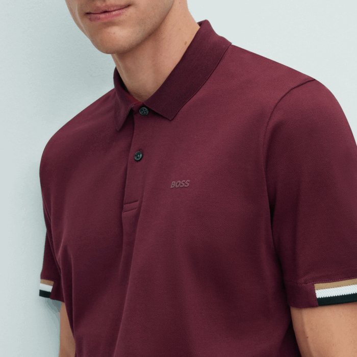 Camisa Sport BOSS - Polo regular fit con logo de goma Dark Wine - Imagen 3