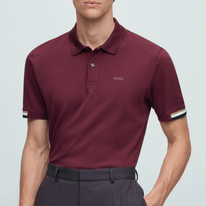 Camisa Sport BOSS - Polo regular fit con logo de goma Dark Wine