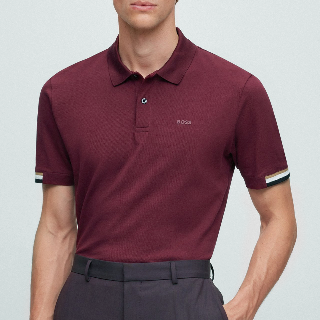 Camisa Sport BOSS - Polo regular fit con logo de goma Dark Wine