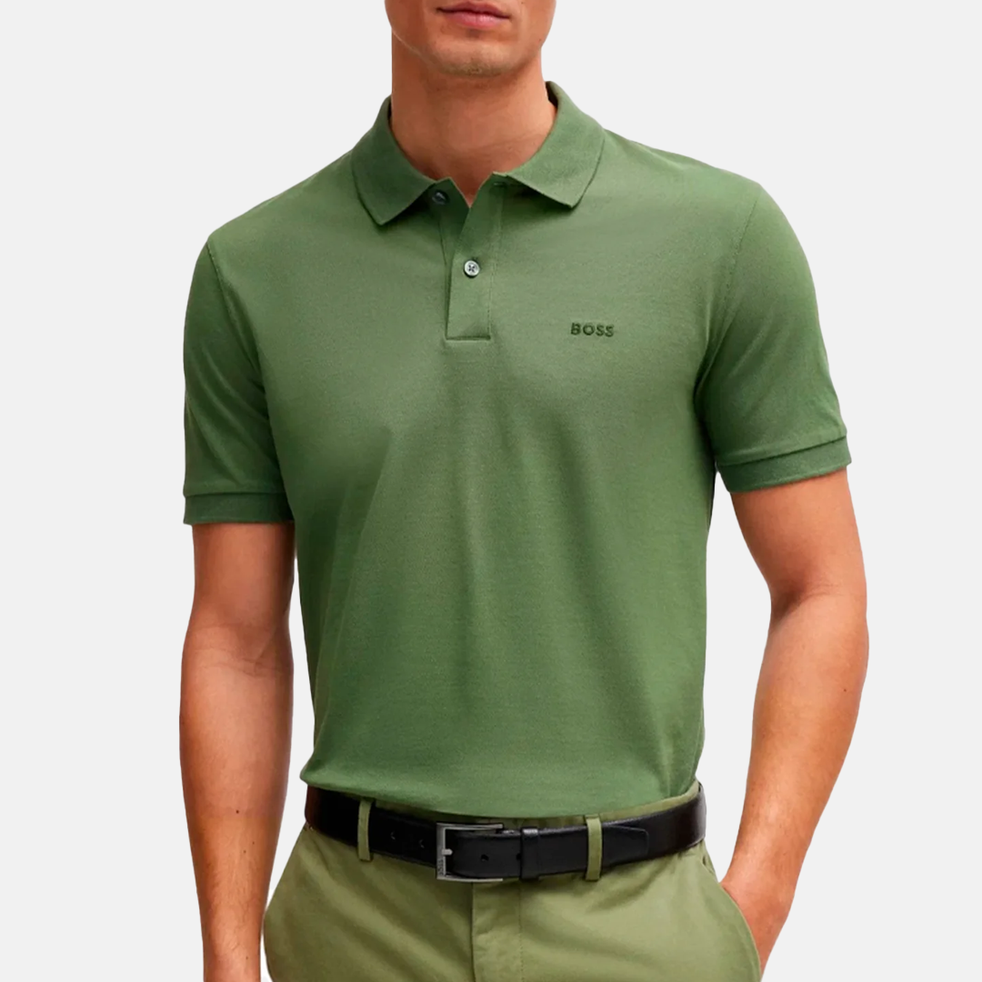 Camisa BOSS Pallas Polo with embroidered logo Green