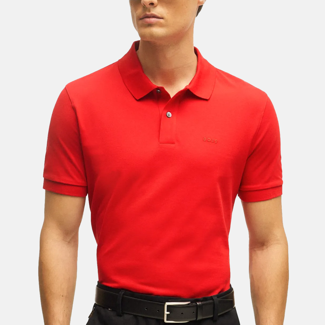 Camisa BOSS Pallas Regular-fit polo shirt in cotton - Bright Red