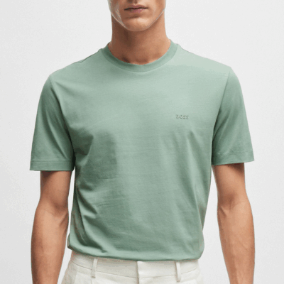 Cotton-jersey T-shirt with rubber-print logo Light Green