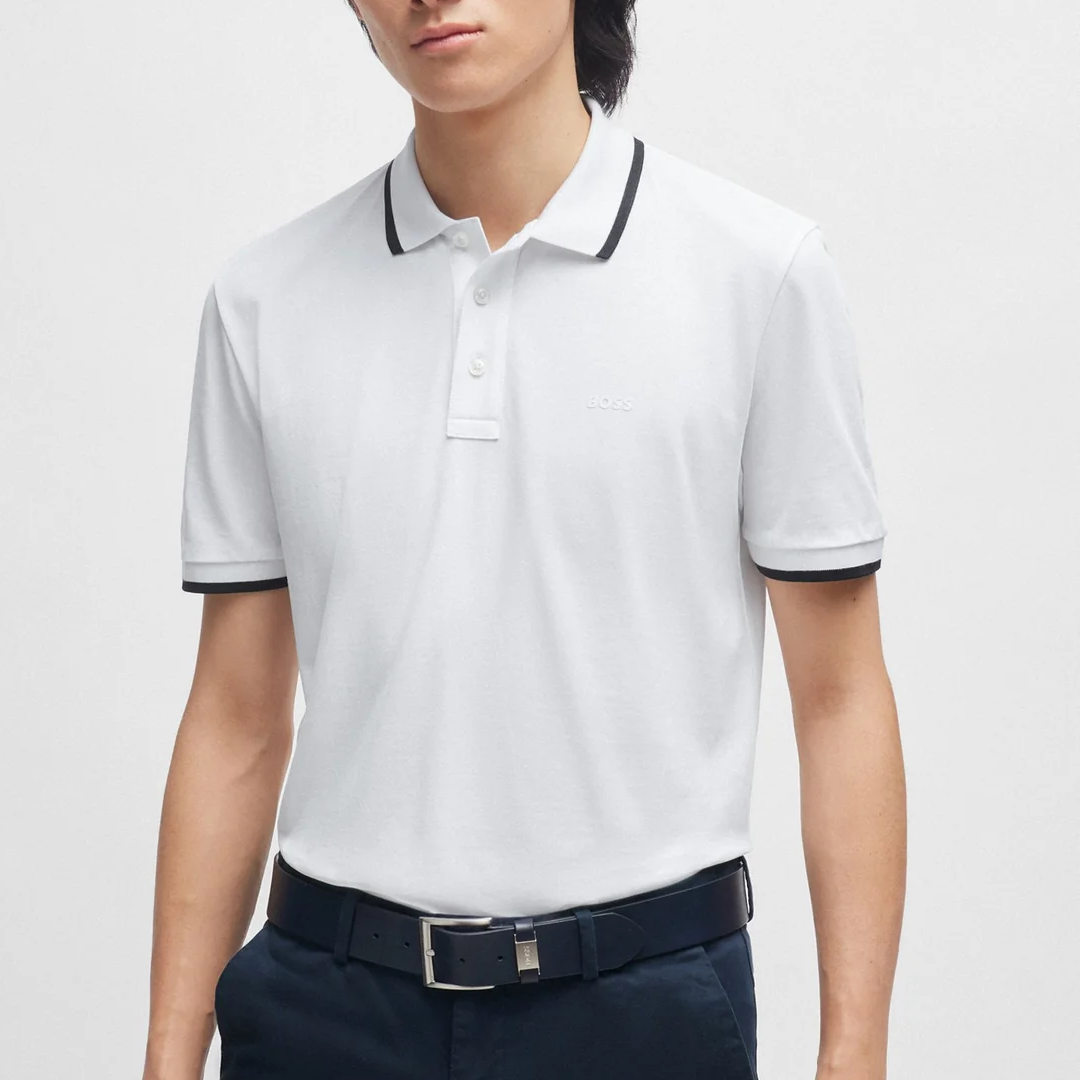 Camida BOSS Cotton-piqué polo shirt with logo detail - White