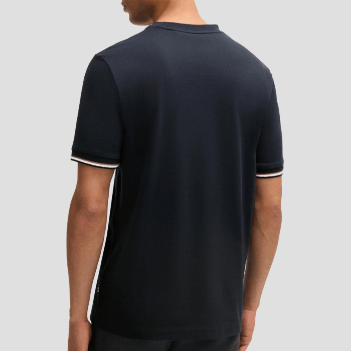Camiseta BOSS Thompson with signature-stripe cuffs Dark Blue - Imagen 3