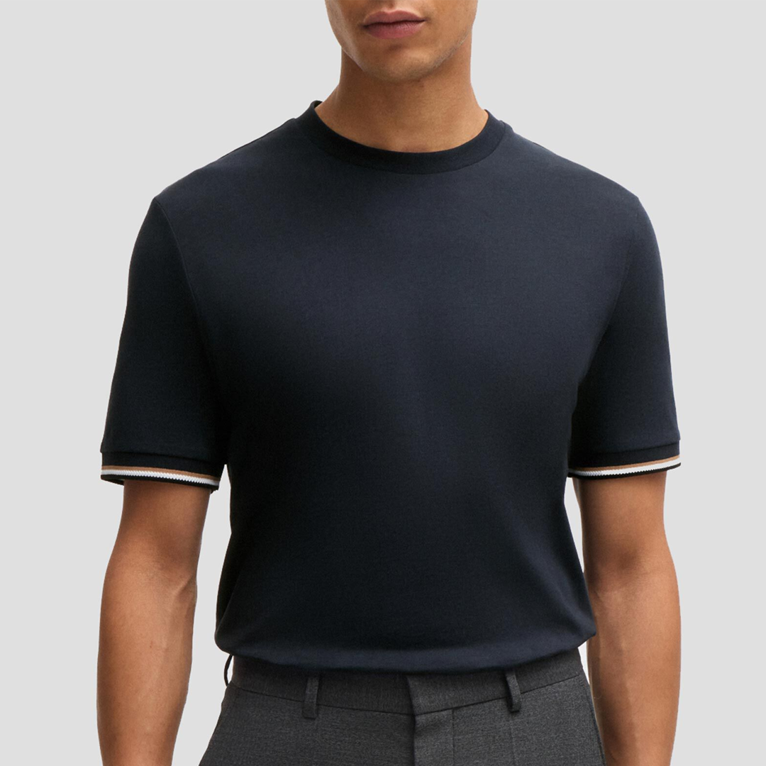 Camiseta BOSS Thompson with signature-stripe cuffs Dark Blue