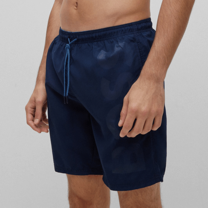 Bañador BOSS con logo en relieve Navy