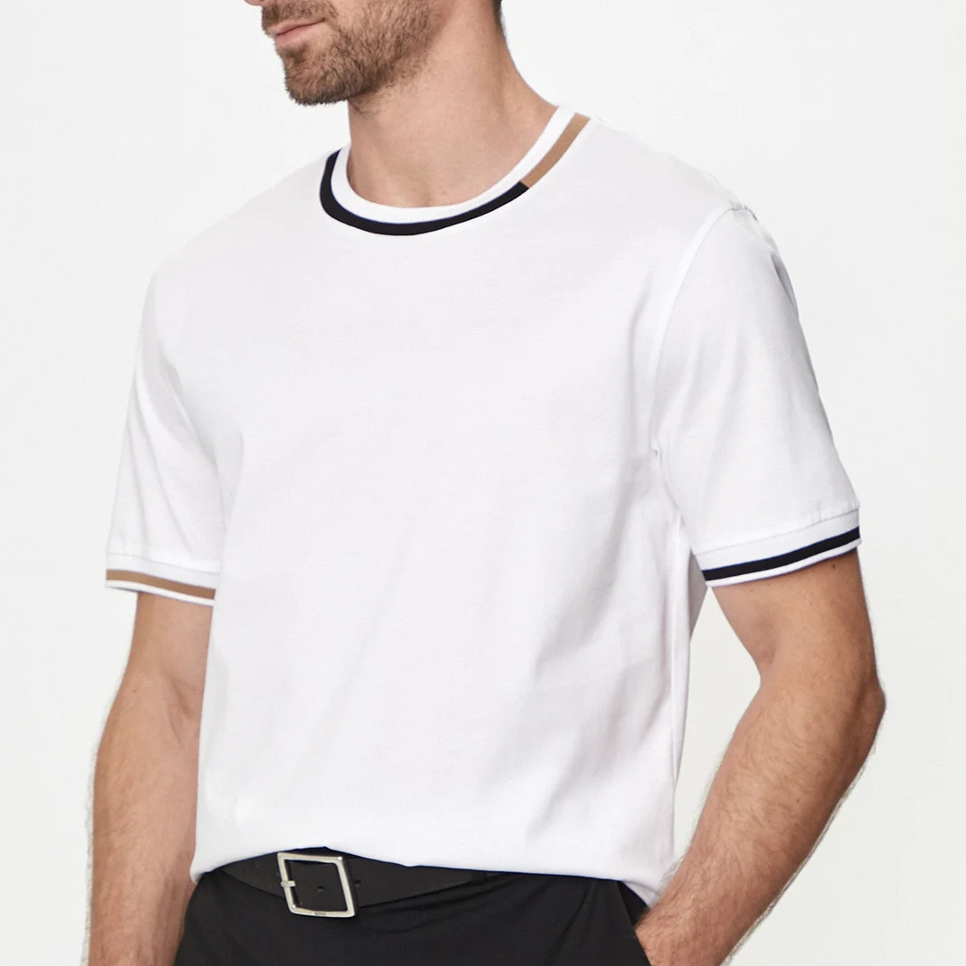 Camiseta BOSS Medium Beige Regular Fit T-Shirt White