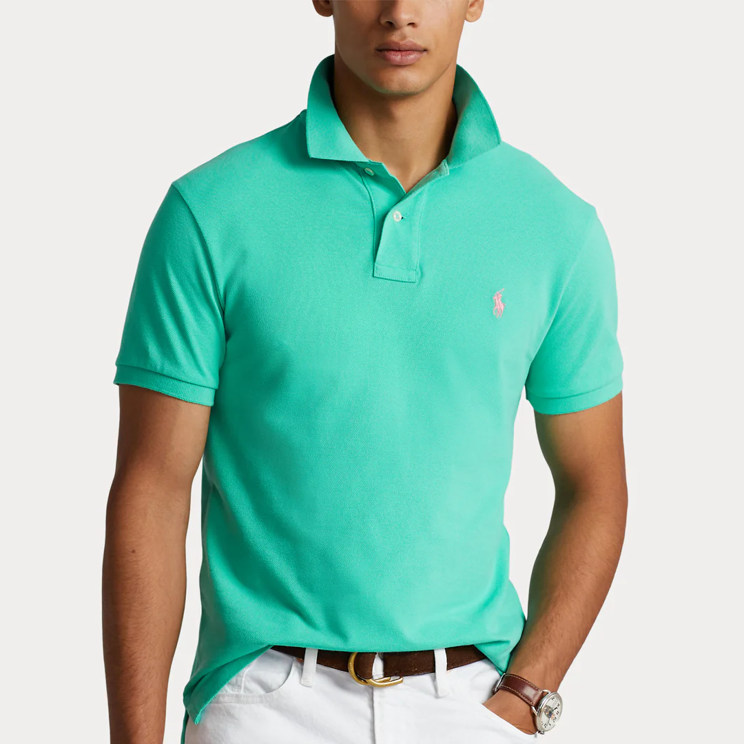Camisa Polo Ralph Lauren Slim Fit Mesh Sunset Green