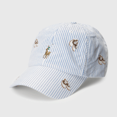 Gorra a rayas azul Oxford con logo de caballo de Polo Ralph Lauren