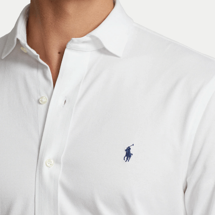 Camisa POLO M/L de Jersey con cuello abierto White - Imagen 3