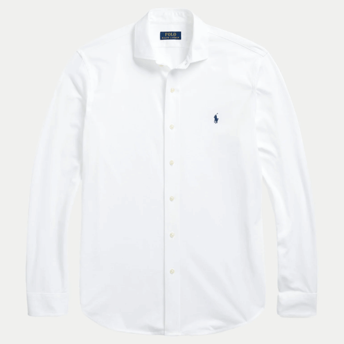 Camisa POLO M/L de Jersey con cuello abierto White - Imagen 4