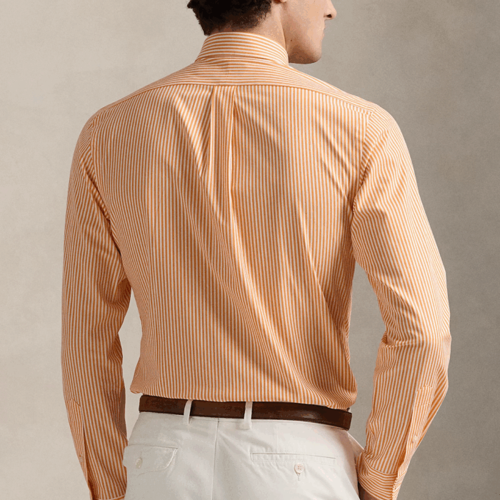 Camisa POLO M/L Custom Fit Gingham Oxford Soft Clement Orange - Imagen 3