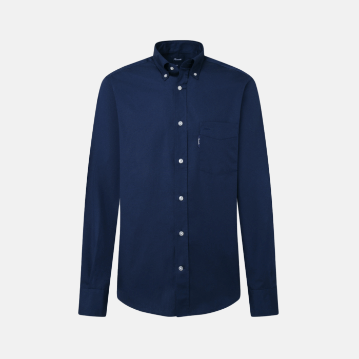 Camisa M/L facconable regular fit poplin shirt Navy - Imagen 4