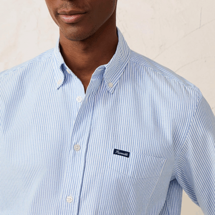 Camisa M/L facconable regular fit bengal striped oxford shirt Blue - Imagen 3