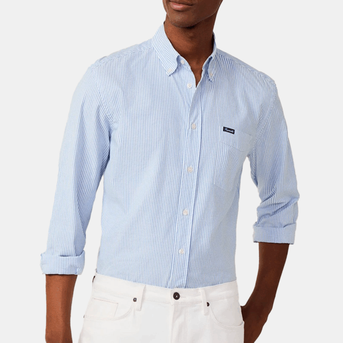 Camisa M/L facconable regular fit bengal striped oxford shirt Blue - Imagen 2