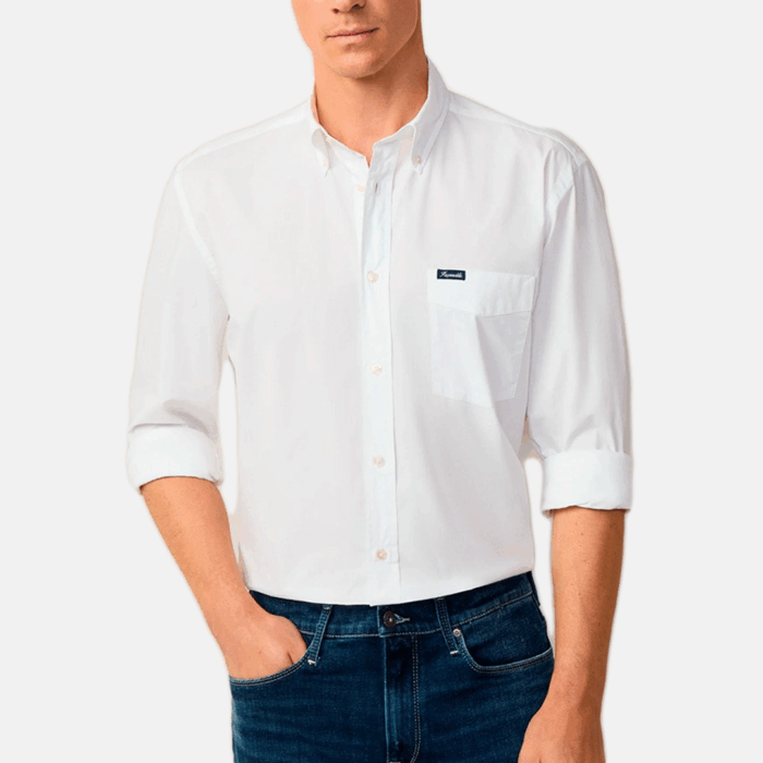 Camisa M/L facconable regular fit bengal striped oxford shirt White - Imagen 2