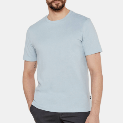 Camiseta BOSS - with bubble-jacquard structure Light Blue