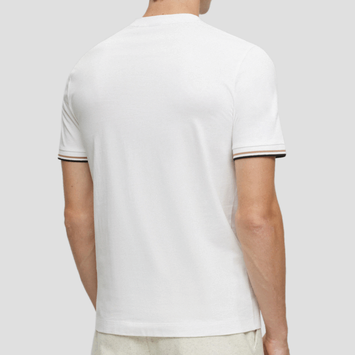Camiseta BOSS - Thompson with signature-stripe cuffs White - Imagen 3